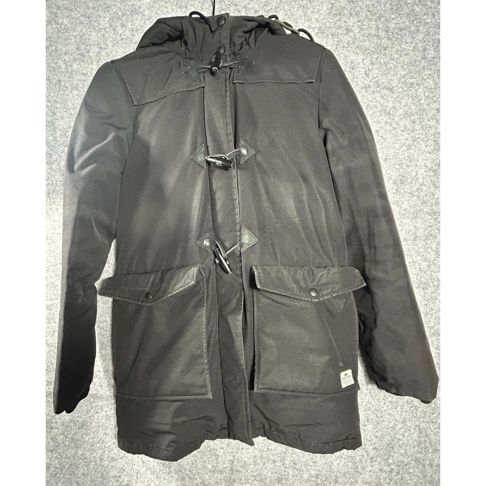 Penfield 80/20 Down Filled Toggle Duffle Parka Jacket Hooded Black Medium Read